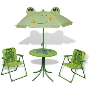 Set mobilier de exterior, cu umbrelă, pentru copii, verde