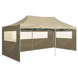 42509 Foldable Tent Pop-Up with 4 Side Walls 3x6 m Cream White
