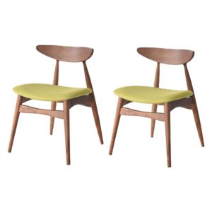 Set 2 scaune din lemn cu sezut tapitat cu stofa, Jana Green, l52xA49,5xH73 cm