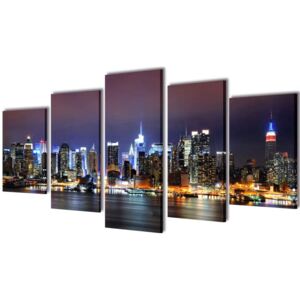 Set tablouri pânză imprimate color, panoramă New York 100 x 50 cm