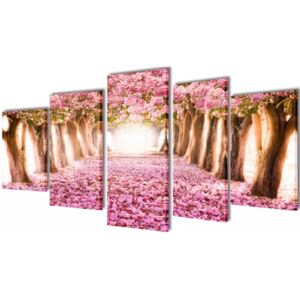 Set tablouri de pânză, Flori de cireș, 100 x 50 cm