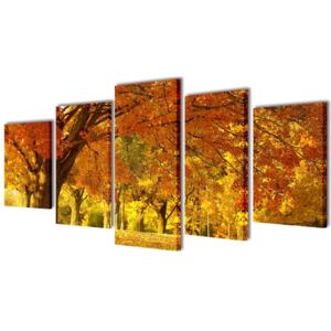 Set tablouri din pânză cu imprimeu arțar, 100 x 50 cm