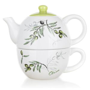 Ceainic ceramic cu ceașcă Banquet Olives