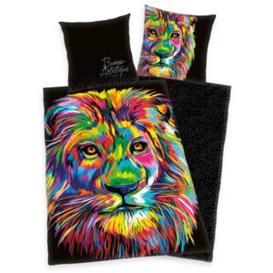 Lenjerie de pat din satin Bureau Artistique - Colored Lion, 140 x 200 cm, 70 x 90 cm