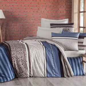 Lenjerie de pat, din bumbac, Delux Stripe, albastrum, 140 x 200 cm, 70 x 90 cm