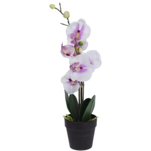 Floare artificială în ghiveci Orhidee albă, 47 cm