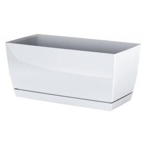Ghiveci din plastic Coubi Case, cu vas, alb, 39 cm, 39 cm