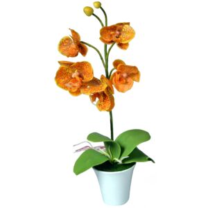 Orhidee artificială în ghiveci, portocaliu, 35 cm