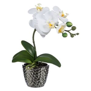 Orhidee artificială în ghiveci, alb, 35 cm
