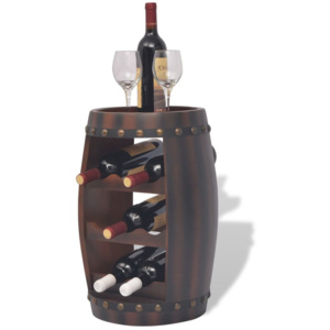 Raft sticle de vin, în formă butoi, 8 sticle, maro