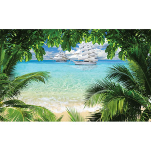 Tropical Beach Island Fototapet, (211 x 90 cm)