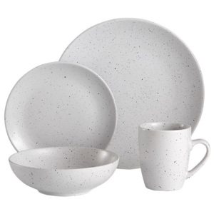Serviciu de masă din ceramică Ladelle Speckle, 16 buc., alb