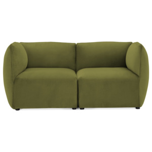 Canapea modulară cu 2 locuri Vivonita Velvet Cube, verde măsliniu