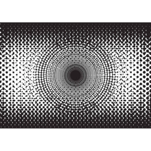 Abstract Black White Dots Fototapet, (211 x 90 cm)