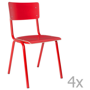 Set 4 scaune Zuiver Back to School, roșu