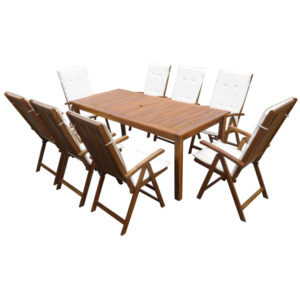 Set cu masă și scaune exterior 17 piese, lemn masiv de acacia