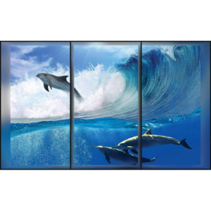 Dolphins Sea Wave Jump Fototapet, (416 x 254 cm)