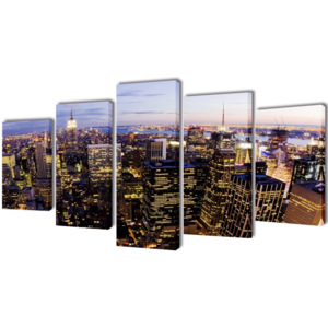 Set tablouri pânză cu vedere panoramică orizont New York, 100 x 50 cm
