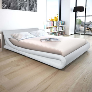 Cadru de pat din piele artificială, 160 x 200 cm, Alb