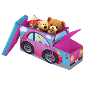 Taburet pentru copii cu spațiu depozitare Jocca Pink Car