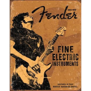 FENDER - Rock On Placă metalică, (31,5 x 40 cm)
