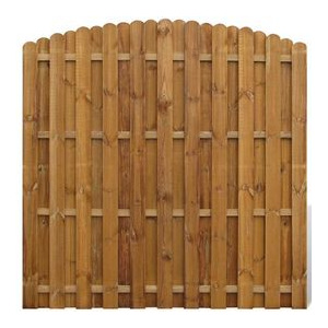 Panou gard vertical din lemn cu arcadă
