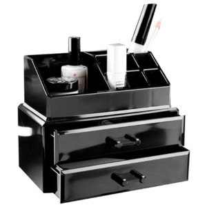 Organizator pentru cosmetice cu 2 sertare Compactor, negru
