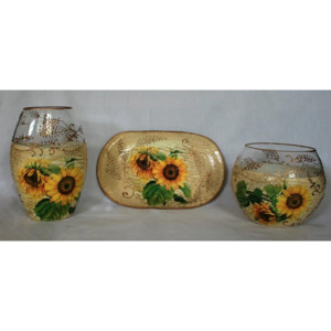 Set vaza, bol si platou Colectia Vintage Sunflowers