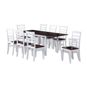 Set masă extensibilă de bucătărie cu 8 scaune, lemn masiv, maro alb