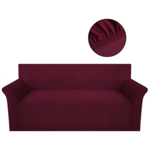 Husă elastică pentru canapea din poliester tricotat, burgund