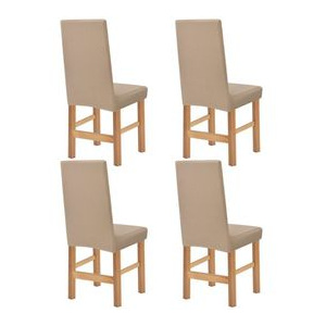 Husă elastică pentru scaun, bej Piqué, 4 buc