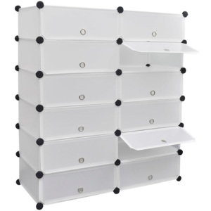 Dulap modular încălțăminte cu 12 compartimente 92x37x105 cm, alb