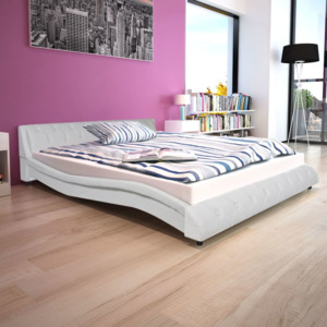 Cadru de pat cu piele artificială 160 x 200 cm, Alb