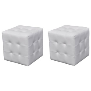 Set taburete cu formă cubică, Alb