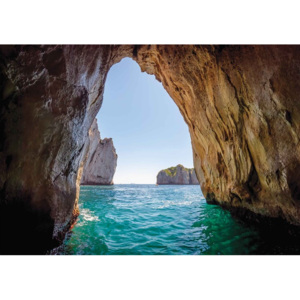 Stone Cave Tunnel Sea Fototapet, (254 x 184 cm)