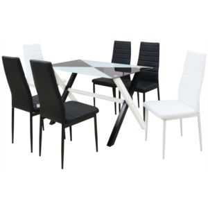 Set masă și scaune din piele artificială, 7 piese