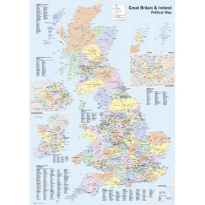 Harta politica a Marii Britanii Poster, (61 x 91,5 cm)