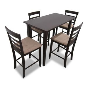 Set masă și 4 scaune de bar din lemn, alb