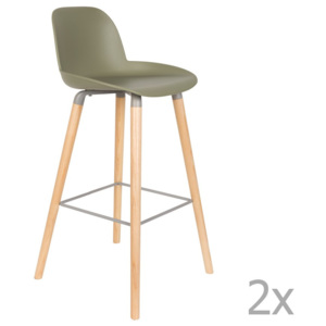 Set 2 scaune bar Zuiver Albert Kuip, înălțime scaun 75 cm, verde