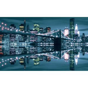 New York City Skyline Brooklyn Bridge Fototapet, (206 x 275 cm)
