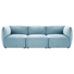 Canapea modulară cu 3 locuri Vivonita Velvet Cube, albastru deschis