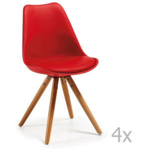Set 4 scaune cu picioare din lemn La Forma Lars, roșu