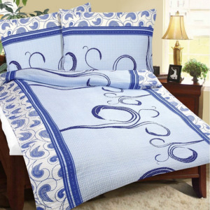 Lenjerie pat 1 pers. Caşmir albastru, creponată, 140 x 220 cm, 70 x 90 cm