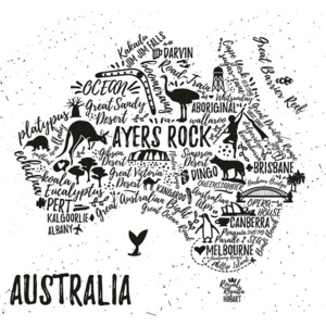 Tablou Maps Australia Pictures, 60 x 60 cm