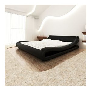 Cadru de pat din piele artificială 140 x 200 cm, Negru