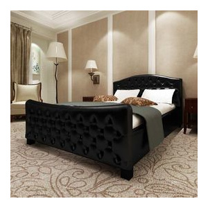 Cadru de pat din piele artificială 140 x 200 cm, negru