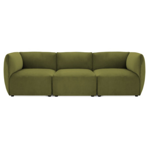 Canapea modulară cu 3 locuri Vivonita Velvet Cube, verde măsliniu