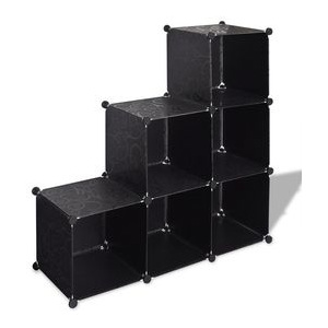 Dulap modular cub cu 6 compartimente 110 x 37 x 110 cm, negru