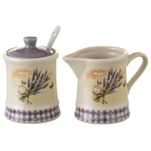 Set zaharniță și cană pentru lapte din ceramică, Unimasa Lavender