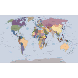 World Map Fototapet, (152.5 x 104 cm)